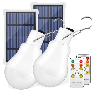Solar portátil de Bombillas de Luz USB Recargable de la Emergencia Bombillas LED Con mando a distancia Temporizador Para la vertiente de Senderismo Tienda de campaña de 2 Set