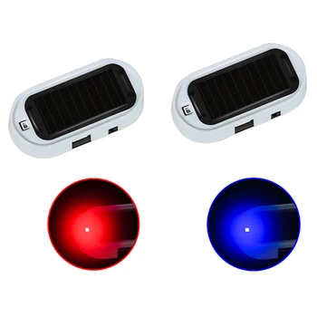 Solar Powered USB del Coche LED de Luz de Alarma Anti Robo de Advertencia del Flash Parpadea Simulación de Precaución de la Lámpara de autopartes Accesorios