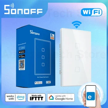 SONOFF TX Series WiFi Interruptores de Pared de reino unido de la UE NOS T0/T1/T2/T3 1/2/3Gang a Través de eWeLink Aplicación de Alexa, Google Asistente de Control del Hogar Inteligente