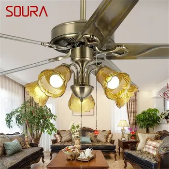 SOURA clásico Ventilador de Techo de Luz Grande de 52 Pulgadas Moderno de la Lámpara Con LED, Control Remoto Para el Hogar Sala de estar