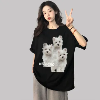 STSVZORR coreano Estilo Casual de Manga Corta T-shirt de las Mujeres la Tendencia Versátil Suelta Par Superior