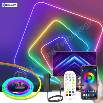 Sueño de Color RGBIC LED de Luz de Neón de 12V RGB Flexible de la Cinta IP67 Impermeable de la Tira del Led del Tubo de Bluetooth de la Aplicación de Control para el Dormitorio Decoración