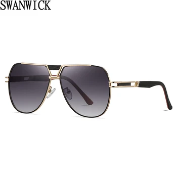 Swanwick macho plaza de gafas de sol para los hombres retro doble puente UV400 gafas de sol polarizadas de conducción estilo de verano marrón verde
