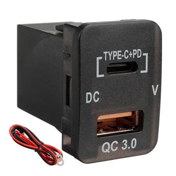 Tipo de vehículo-C+DP QC3.0 Cargador Dual USB Adaptador de Panel Zócalo Voltímetro para Prado