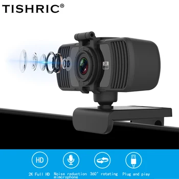 Tishric PC-C6 de los Periféricos del Equipo de 400W Webcam Full HD 1080p de 360° de la junta Rotativa Web Cam USB Webcam Cámara Web con micrófono