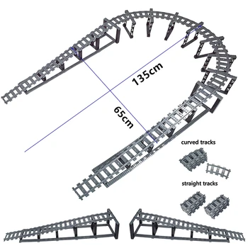 Tren de la ciudad de la Pista de Ferrocarril de doble capa de la Pista de Modelo de Ladrillos recta curva suave y Flexible del Interruptor de Subida de Tren de Bloques de Construcción de los niños