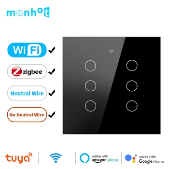 Tuya la Vida Inteligente 110-220V, WiFi/Zigbee 4x4 Brasil Panel Táctil Interruptor de la Luz 4/6 Pandilla Neutro/Sin Neutro Alexa principal de Google