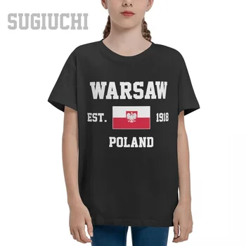Unisex de la Juventud Niño/Niña Polonia EST.1918 Varsovia, Capital de la camiseta de los Niños de la camiseta de la camiseta de 100% Algodón T Camisa o-cuello de manga corta Niños