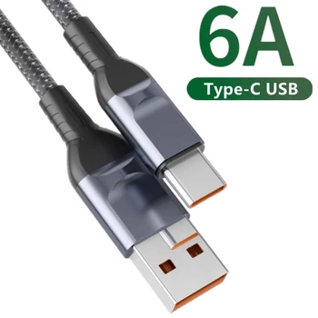 Upgrated 6A USB Tipo C Cable Para Huawei P40 P50 Pro 66W de Carga Rápida de Cable Para Samsung, Xiaomi Poco de Datos USB-C Cable Cable de Carga