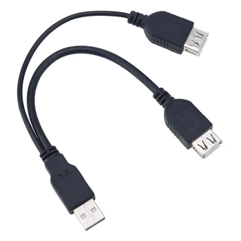 USB 2.0 a Macho a USB Hembra 2 doble Doble de la fuente de Alimentación USB Hembra Splitter Cable de Extensión de CONCENTRADORES de Carga para las Impresoras 50pcs/lote