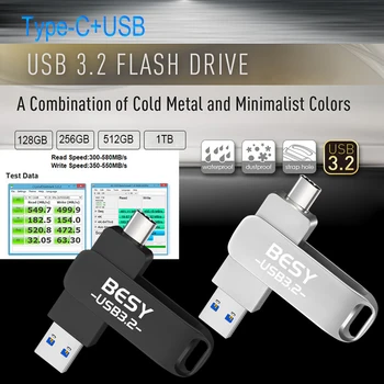 USB 3.2 de Alta velocidad de Destello de Metal de la Unidad Pen Drive de 128 gb/32 GB/64 G Impermeable Flash Disk Mini lápices de Memoria 32G U Disco de la Impulsión de la Pluma