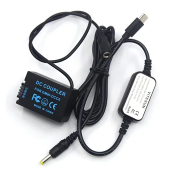 USB-C EP Cargador / Adaptador de Cable AC8+DMW-BMB9 BMB9E DCC6 Maniquí de Batería para Lumix DMC-FZ45 FZ62 FZ70 FZ150 FZ100