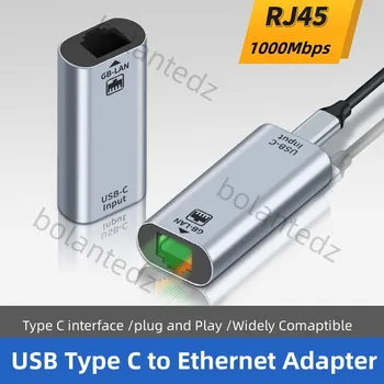 USB Hembra a RJ45 Hembra USB Tipo C para el Adaptador Ethernet 10/100/1000 Gigabit LAN por Cable de la Tarjeta de Red para ordenador Portátil Smartphone