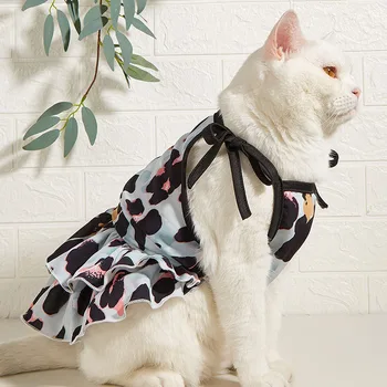 Verano Nueva Mascota Vestido Impreso con Falda de Leopardo de Moda Lindo Ins de Gato de la Ropa Adecuada para Pequeñas y Medianas Gato Mascota del Traje de la Ropa