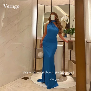 Verngo Elegante Azul Sirena Vestidos De Noche Sin Mangas Vestido Fiesta Formal Vestidos De Arabia Saudita Las Mujeres De La Vendimia Vestidos De Baile De Promoción 2023