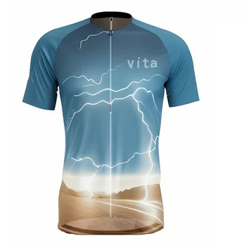 VITA Jersey de Ciclismo rayo estilo de Bicicletas parte Superior de la Camiseta de la tela Cómoda de Manga Corta Camisa Moto Uniex