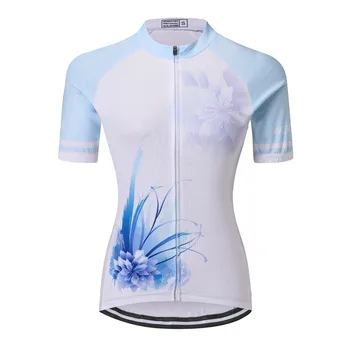 Weimostar de las Mujeres Jersey de Ciclismo Camiseta Tops de Verano al aire libre MTB Bicicleta Ciclismo Ropa de la Bicicleta ropa Deportiva Azul Blanco