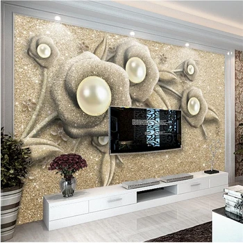wellyu papel de parede Atmosférica exquisita tres dimensiones de la joyería de la flor de pared de fondo fondos de pantalla para la sala de estar