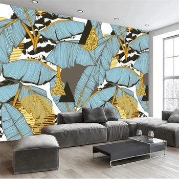 wellyu pared artículos de decoración para el hogar fondo de pantalla Personalizado Nórdicos abstractos pintados a mano en hoja de plátano de oro salón fondo de la pared