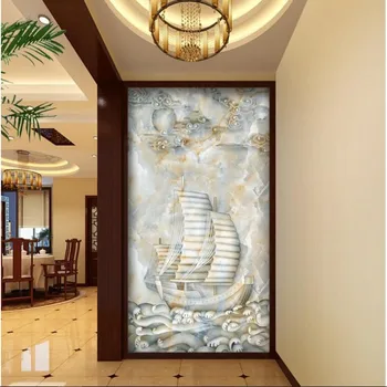 wellyu Personalizado a gran escala murales Yifanfengshun de mármol, jade relieve la entrada del pasillo de la pared de fondo de papel tapiz