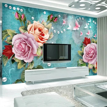 wellyu Personalizados gran mural abstracto minimalista moderno estilo Europeo pintado a mano de la flor de la vida en 3D de la sala de TV fondo pared
