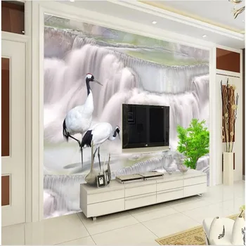 wellyu un fondo de pantalla Personalizado no tejida de mármol cascadas de la Grúa paisaje de fondo de papel tapiz ambiental wallpaper3d