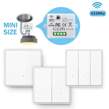 Wireless Smart Switch de 433Mhz de Control Remoto Interruptor de botón de empuje el panel de pared del Interruptor 10A 110V 220V Receptor de la Lámpara LED del Ventilador