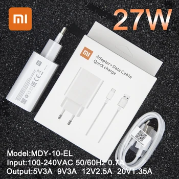Xiaomi 27W Cargador Rápido USB de la UE de Pared Cargador de Teléfono Móvil Para Xiaomi Mi 9 9t Pro k20 Nota 10 Lite Tipo C Cable del Cargador