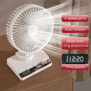 Xiaomi Eléctrico de Escritorio Ventilador de Refrigeración Automática Rotativa de Aire de origen de Circuladores de 3600mAh USB Recargable de Ventilación Tabla Ventilador con Reloj D