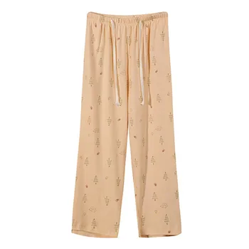XL-4XL Tamaño Más Cómodo Pijama de Pantalón de Mujer Nueva impresión de Algodón de Casa usar Pantalones Sueltos Primavera Otoño Pantalones de Dormir