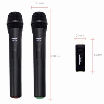 Zansong Uhf Usb 3.5 Mm Micrófono Inalámbrico Megáfono de Mano Mic con el Receptor para el Karaoke de Voz Altavoz V20