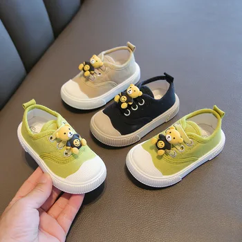 Zapatos de bebé de dibujos animados Lindo Oso Pequeño Niñas Niños Calzado Deportivo para Niños Transpirable Niños de la Moda Casual de Bebé de tela Suave Pisos