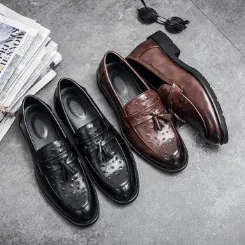 Zapatos de cuero de los Hombres de Primavera de Nuevos Negocios Formal, Desgaste Habitual Estilo Británico de Alto Grado Mayor Informal de la Boda del Novio Zapatos