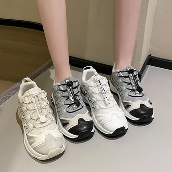 Zapatos de las señoras de 2023 Nueva Malla de las Mujeres Vulcanizan los Zapatos de Verano al aire libre de la Plataforma de la Mujer Zapatillas de deporte de Color Sólido Casual Zapatos Zapatos Mujer