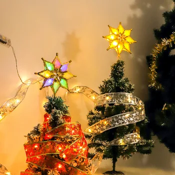 Árbol de navidad de la parte Superior de la Estrella Pentagrama LED Brillante Luz de las Estrellas a las Vacaciones de Año Nuevo Navidad Anís Estrella de Adorno Decoración de Navidad 2023